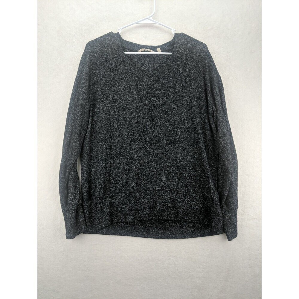 Soft Surroundings 3DV99 Marabella Lounge Sweater Charcoal V neck Sz PM